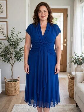 Signature by Sangria Royal Blue Wrap Midi Dress